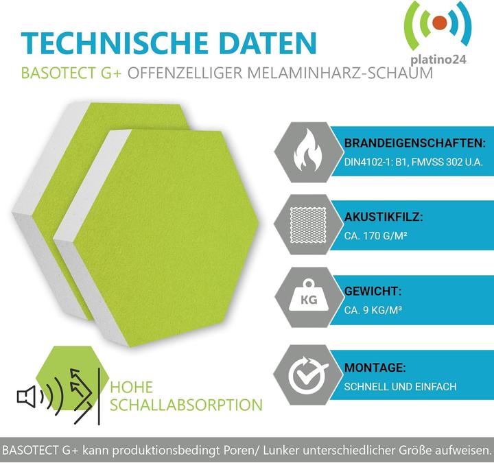 Image du produit Platino24 Vert clair Absorbeur de son (6 pcs)