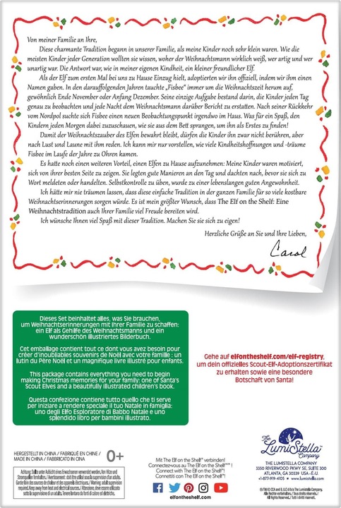 Nutritional values and ingredients Elf on the Shelf Girl with book, German version