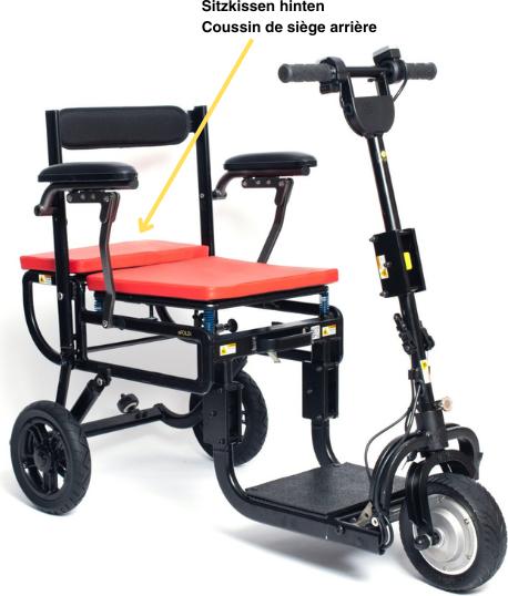 Actual product image SunTech Sitzkissen hinten zu eFoldi Mini Scooter Lite, rot