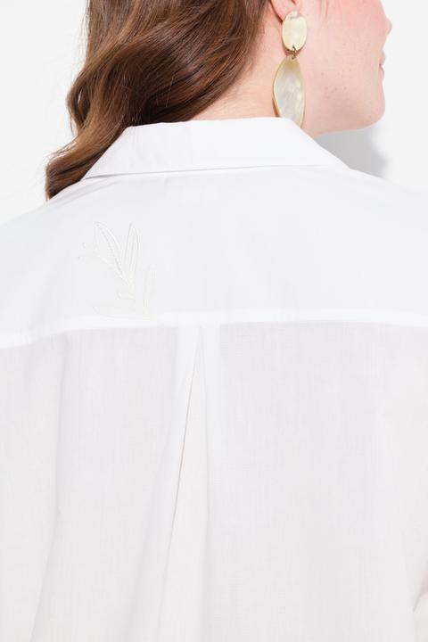 Actual product image Ulla Popken Eco Cotton Embroidered Hem Collared Blouse (46, 48)