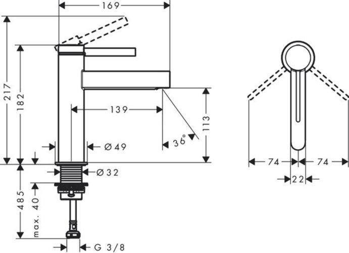 Produktbild hansgrohe FINORIS 110 Waschtisch Armatur, mit Push-Open Ablaufgarnitur, mattschwarz