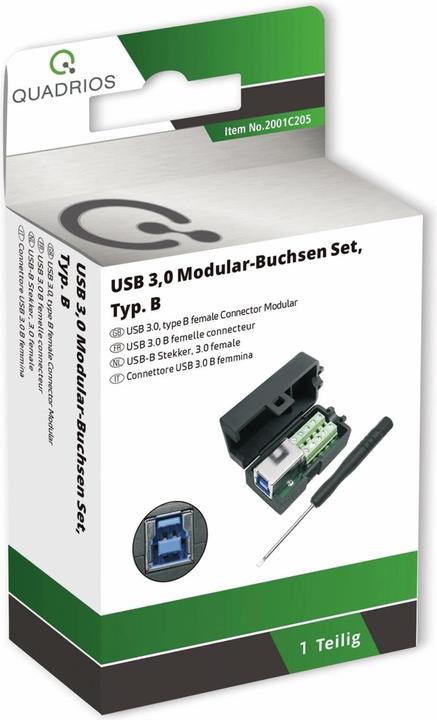 Actual product image Quadrios USB 3.0 modular socket set, type B socket, straight 2001C205 Content: 1 pc.