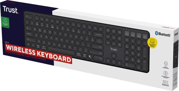 Actual product image Trust Vaiya Tastatur Universal USB + RF Wireless + Bluetooth US Englisch Schwarz (US, Wireless)