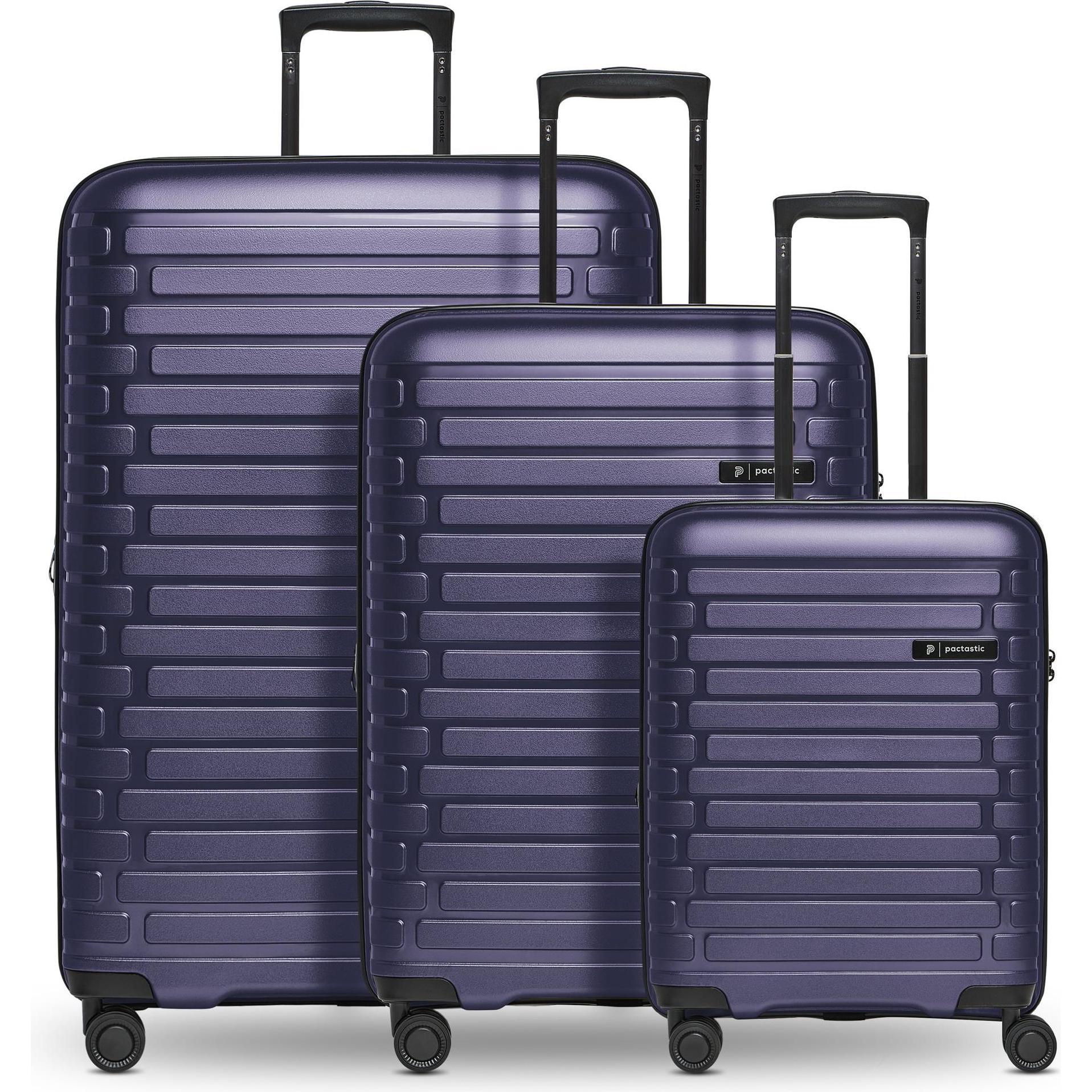 Pactastic, Koffer, Collection 04 THE THREE SET + 4 Rollen Kofferset 3-teilig mit Dehnfalte, Violett, (216 l, XL (ab 115l...