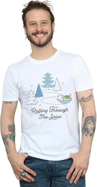 Actual product image Star Wars Mens The Mandalorian Rolling Through The Snow T-Shirt (M)