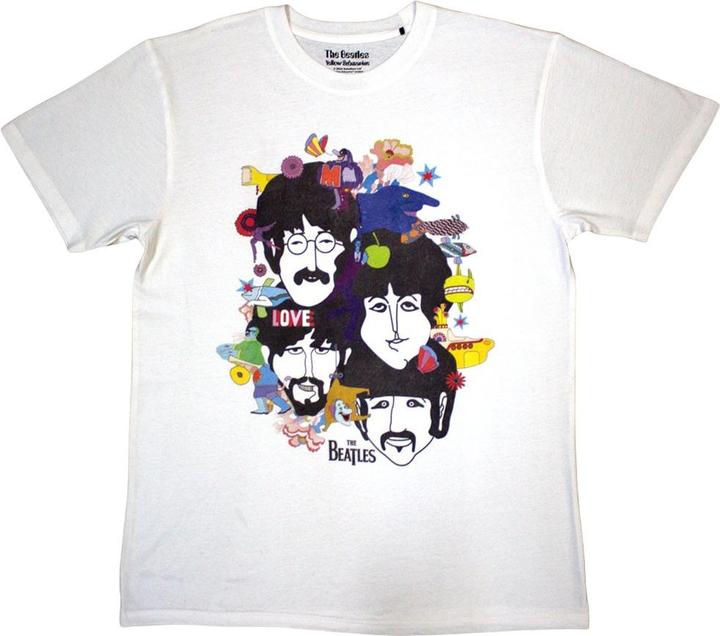 Immagine prodotto The Beatles Yellow Submarine Maglietta Collage di Teste Stampa posteriore Adulto Unisex (S)
