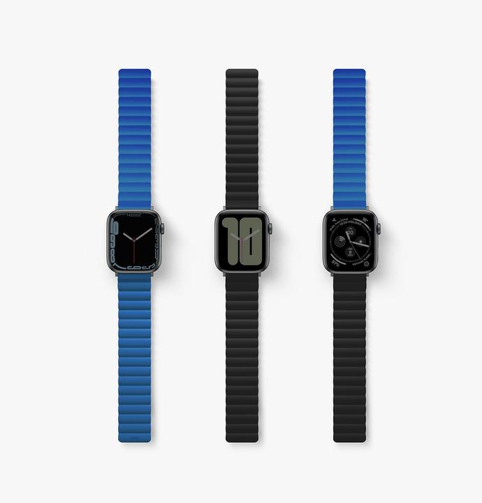 Produktbild Uniq pasek Revix Apple Watch Series 1/2/3/4/5/6/7/8/SE/SE2 38/40/41mm. Reversible Magnetic czarny-ni (38 mm, 41 mm, 40 mm, Silikon, Edelstahl)