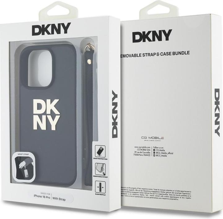 Actual product image DKNY DKHCP16XPBSWSK iPhone 16 Pro Max 6.9" czarny/black hardcase Wrist Strap Stock Logo (Apple iPhone 16 Pro Max)
