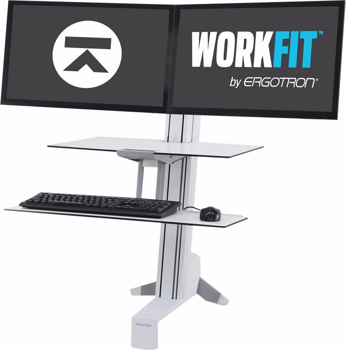 Ergotron desk stand, WorkFit-S dual, worksurface+, keyboard tray, adjustable, 24 inch (58.50 x 115 x 46 cm)