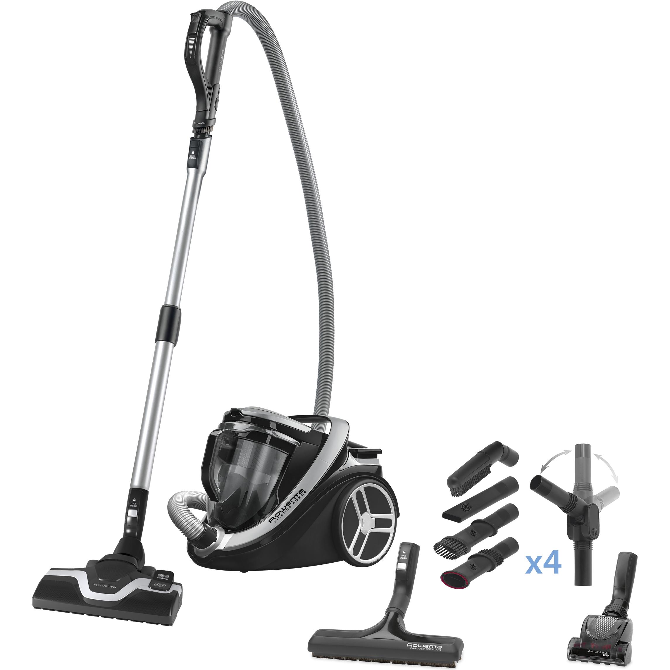 Rowenta RO7689 Silence Force Cyclonic Home & Car, Staubsauger, Schwarz, Rot