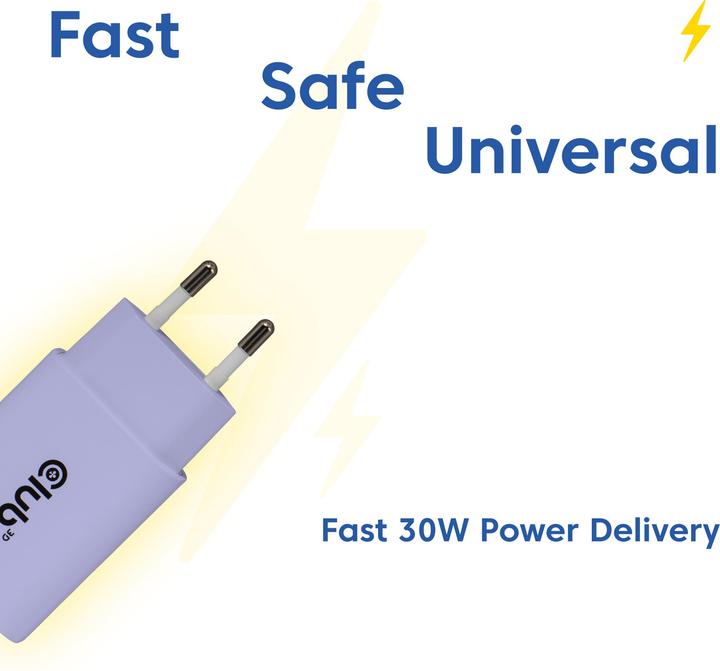 Actual product image Club 3D Club3D Lifestyle Ladegerät USB-C 30Watt, 2Stk lila retail (30 W, 1 portion)