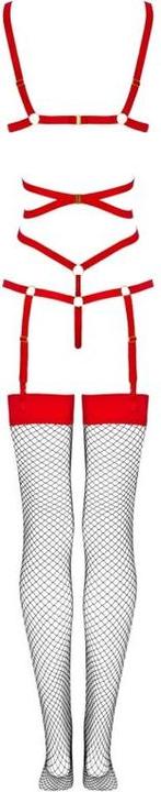 Actual product image LivCo Corsetti Fashion THIARA LC 20213 SET BODY + STOCKINGS RED L/XL (L, XL)