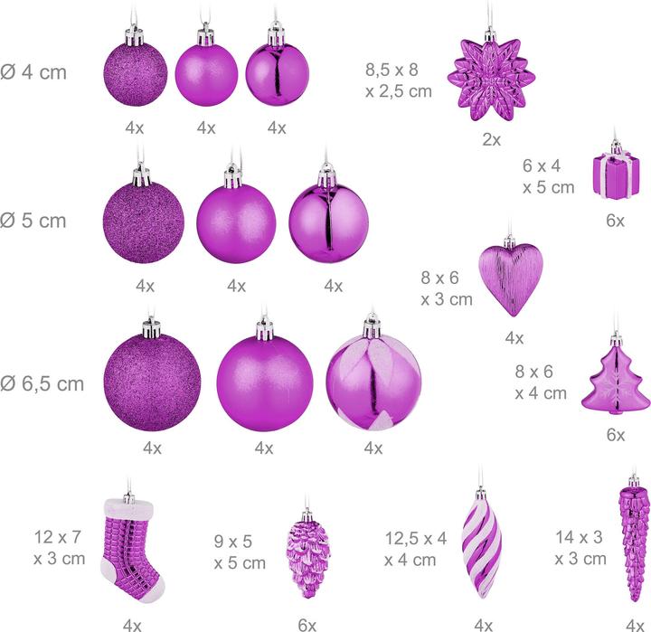 Actual product image Relaxdays Christmas baubles (72 -part)