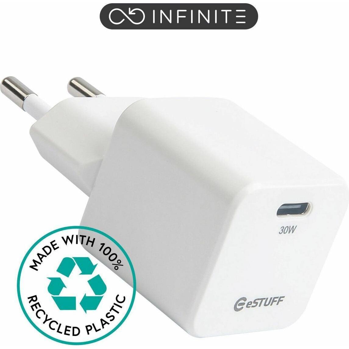 eSTUFF INFINITE USB-C Charger EU PD (30 W), USB Ladegerät, Weiss