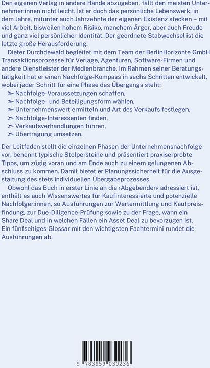 Produktbild Unternehmensnachfolge in Verlagen (Deutsch, Anja Krauss, Dieter Durchdewald, Inci Bürhaniye, Ralf Alkenbrecher, 2024)