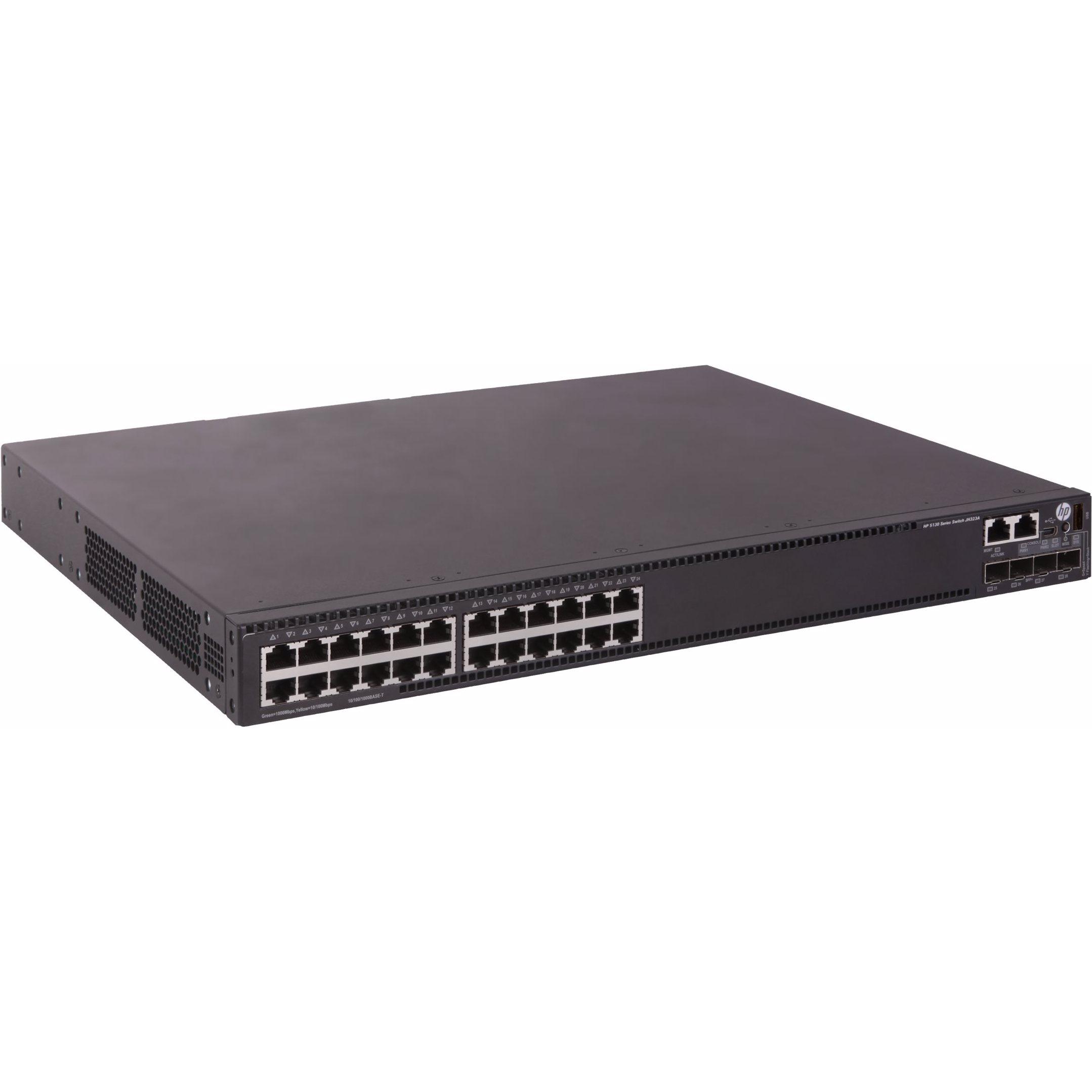 HPE E N FlexNetwork 5130 HI Switch 4 SFP+ Ports, 1 Slot, Openflow 1.3, MACsec Support (24 Ports), Netzwerk Switch, Schwa...