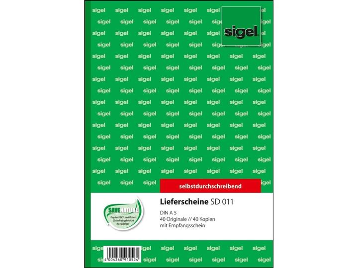 Productafbeelding Sigel Afleveringsbon Papierformaat: DIN A5 Zelfkopiërend: Ja (80 x)