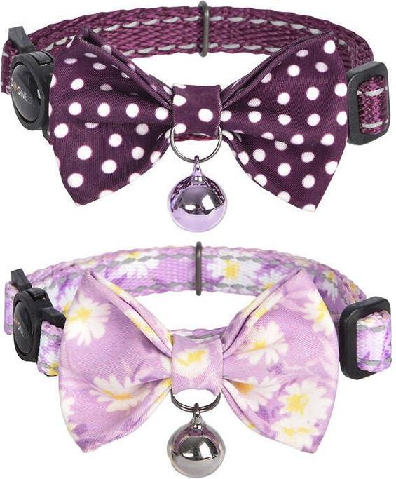 Immagine prodotto Dogness Set di collari per gatti 2 pezzi (Calamus Purple/Polka Dot Purple) (Gatto, Generale)