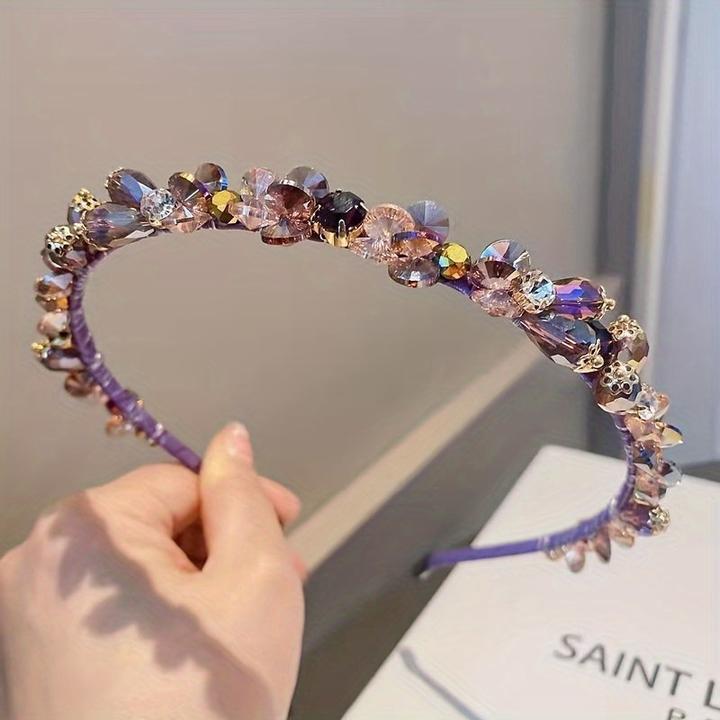 Actual product image Activity Board Vintage elegant zinc alloy headband with crystal accents, handmade sequins