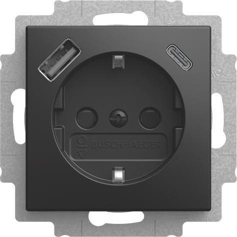 Busch-Jaeger, Presa di corrente, SCHUKO 20 EUCB2USBAC-915 USB-Steckdosen-Einsatz Safety+m.USB A/C