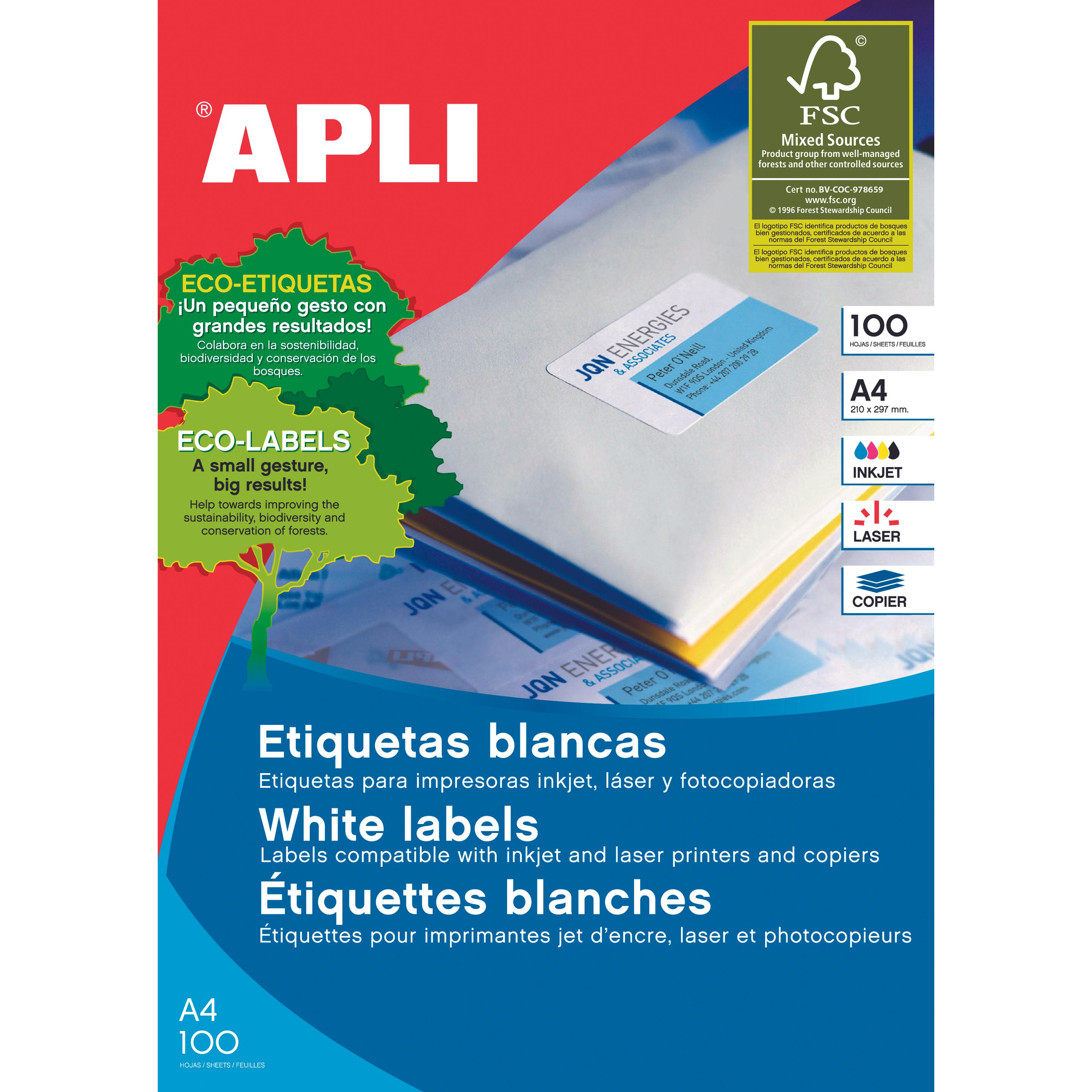 Apli, Etiketten, universal APARTMENTS, 105x57mm, rechteckig, weiss 100 Bögen.