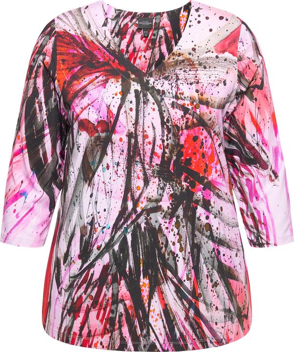 Produktbild Ulla Popken Slinky-Longshirt, abstrakter Druck, V-Ausschnitt, 3/4-Arm (50, 52)