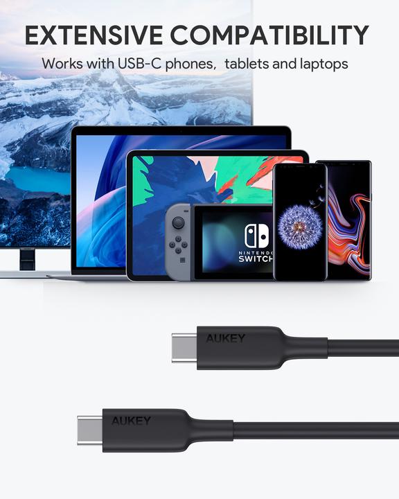 Produktbild Aukey USB-C (1 m, USB 3.1, 100 W)