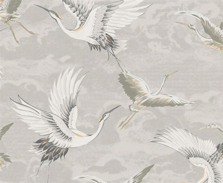 Actual product image AS Creation Vinyl Wallpaper Nonwoven Base 121805 Kranes Neutral (10 x 52 cm)