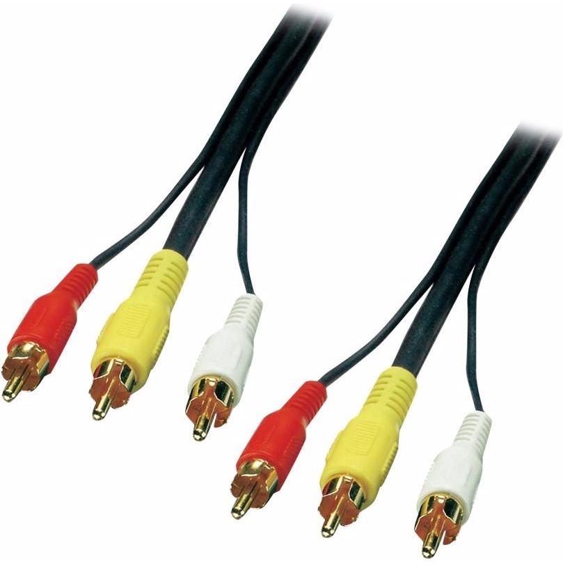Lindy Video Cable, 3xRCA-3xRCA M-M plated (10 m, Cinch), Audio Kabel