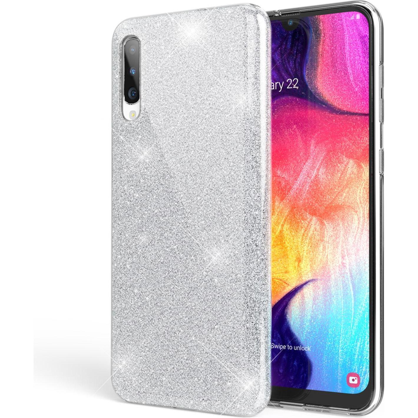 Nalia Glitzer Hülle (Samsung Galaxy A50), Smartphone Hülle, Silber