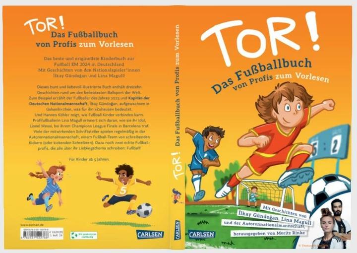 Actual product image Tor! Das Fussballbuch von Profis zum Vorlesen (German, Andreas Merkel, Hannes Köhler, Ilknur Kocer, Jan Böttcher, Jochen Schmidt, Klaus Caesar Zehrer, Klaus Döring, Lina Magull, Michael Kröchert, Moritz Rinke, Moritz Straatmann Rinke, Nils Schmidt, 2024)
