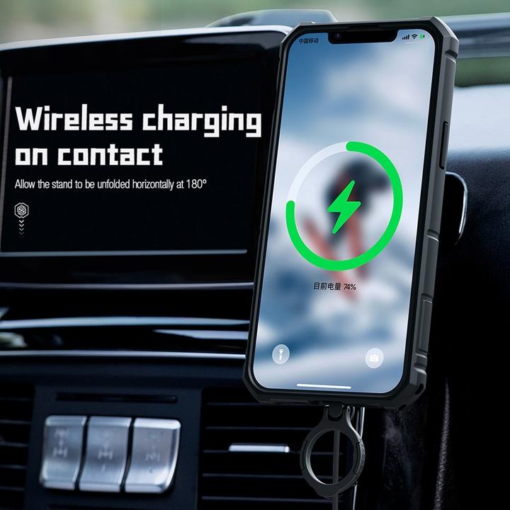 Actual product image Nillkin CamShield Armor Pro Magnetic Case for iPhone 14 Plus MagSafe Armored Cover Stand Ring Black (Apple iPhone 14 Plus)