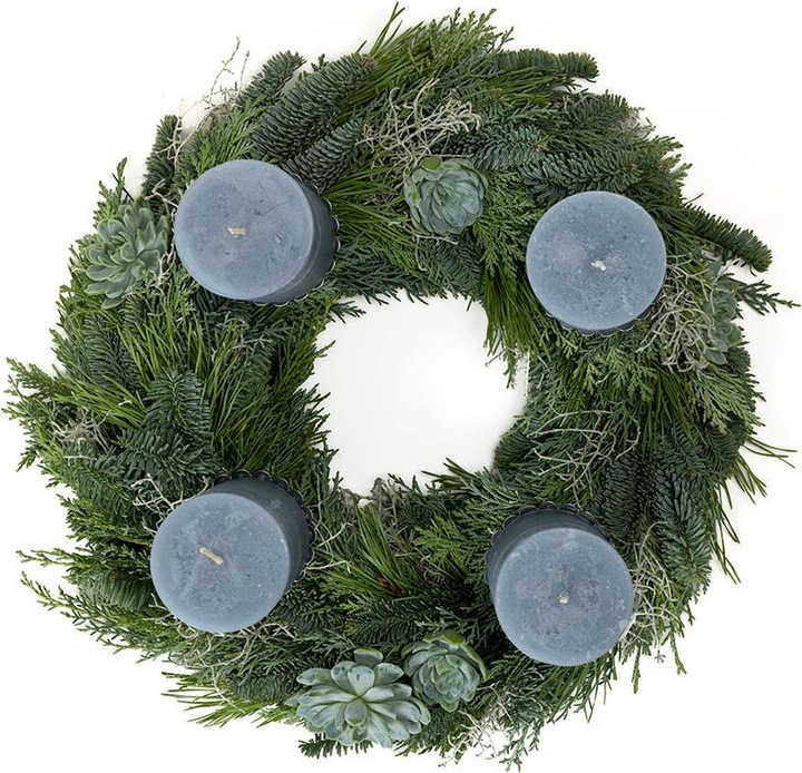 Produktbild VEG and the City Adventskranz mit Echeverie ca. 40 cm - Kerzen Aschblau (40 cm)