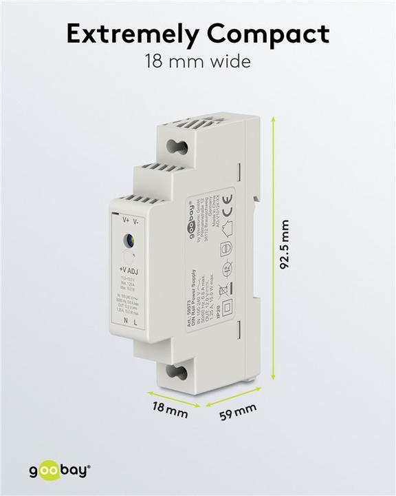 Productafbeelding Goobay DIN-rail voedingseenheid 12 V, 1,25 A, 15 W