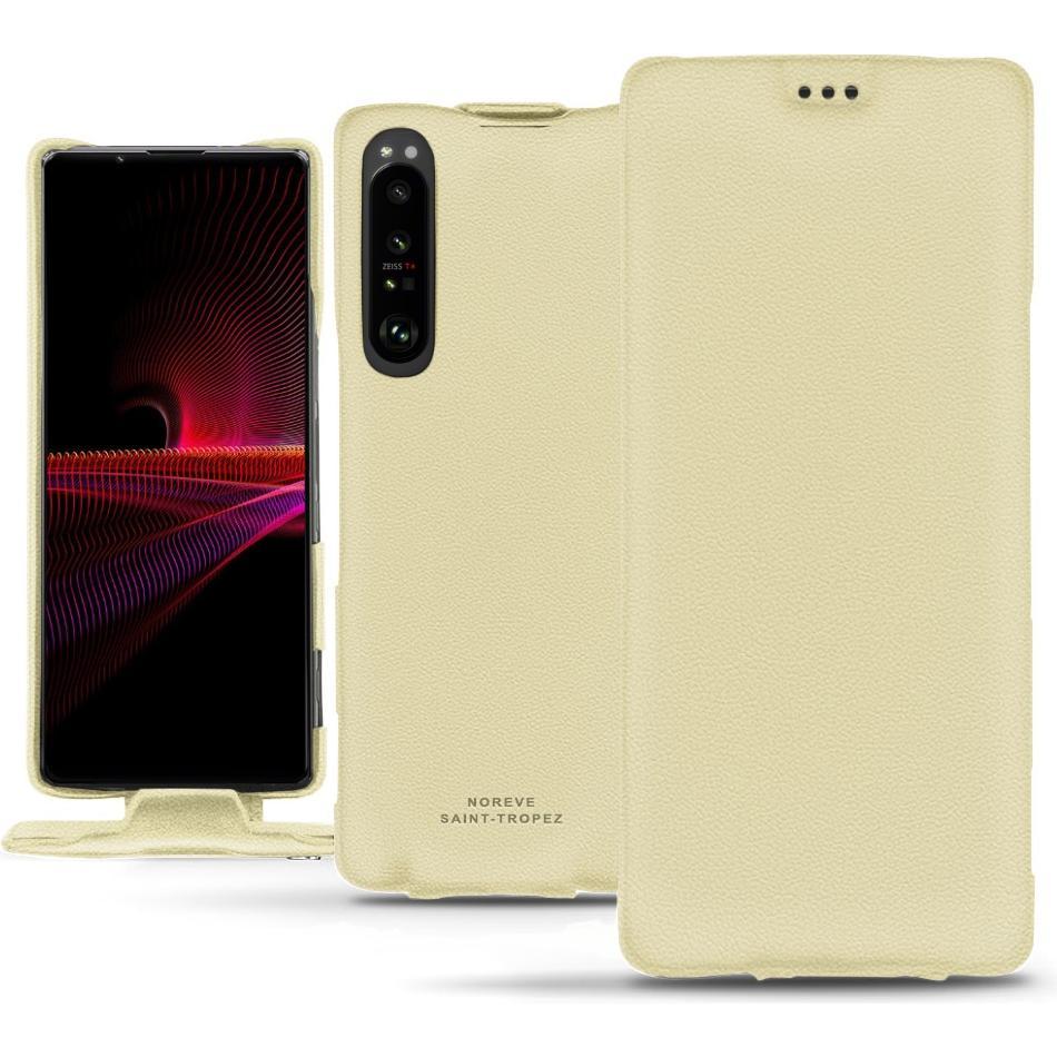 Noreve Lederschutzhülle vertikal (Sony Xperia 1 III), Smartphone Hülle, Beige