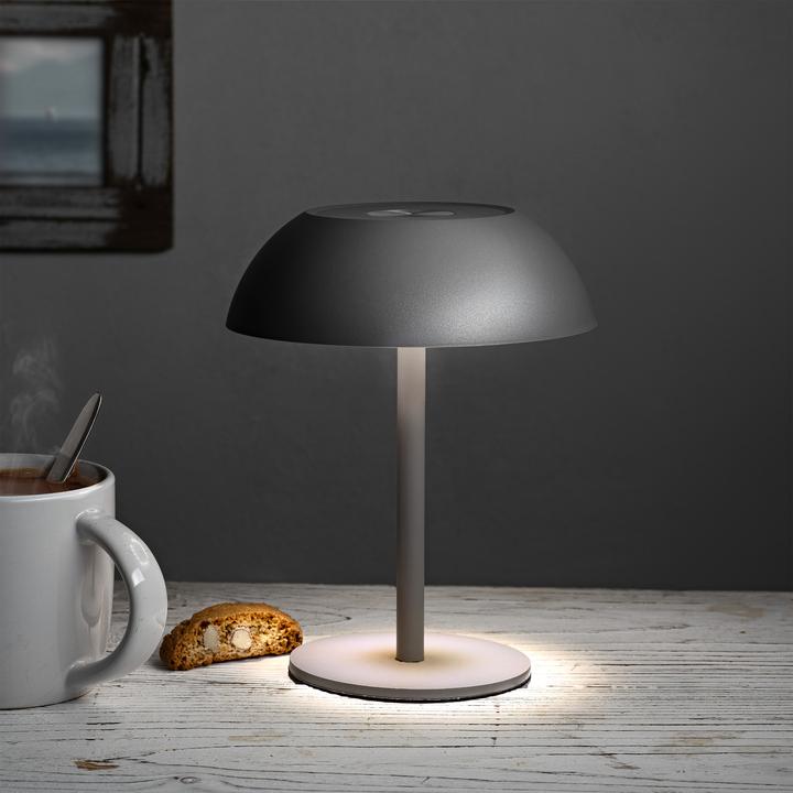Actual product image Idena LED Tischleuchte Touch Tango Metall grau 15x33cm Akku USB dimmbar 3 Modi Innen