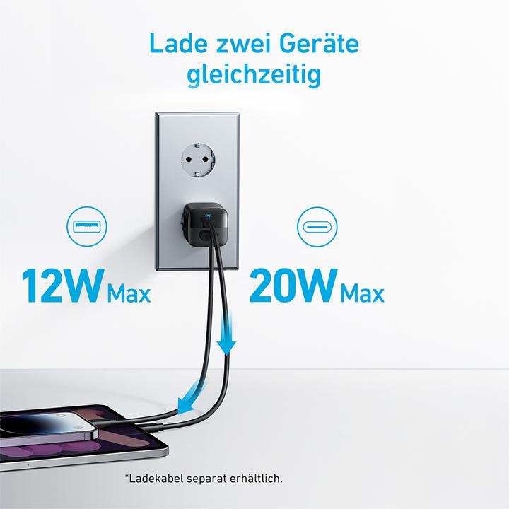 Image du produit Anker Chargeur 323 Dual-Port 33W, EU Plug (33 W)