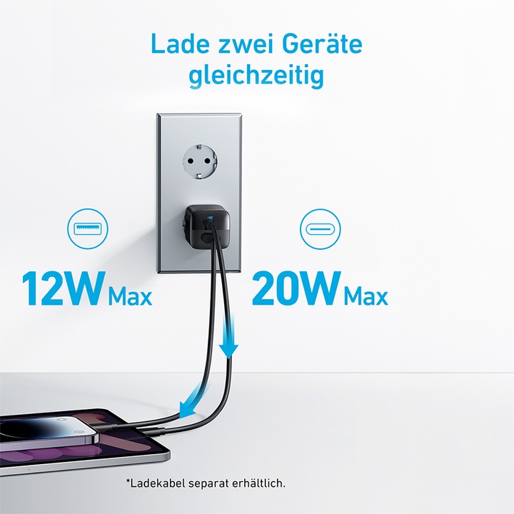 Produktbild Anker 323 Dual-Port 33W Charger, EU Plug (33 W)