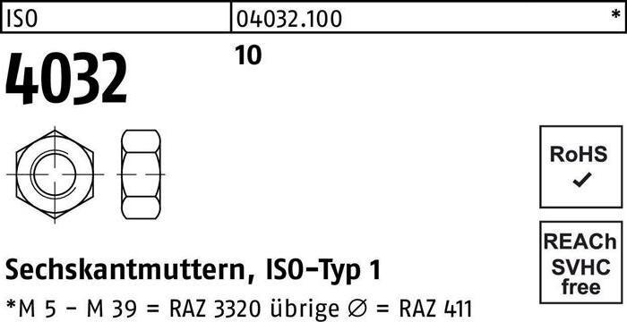 Produktbild Bufab Sechskantmutter ISO 4032 M 6 10 (M6)