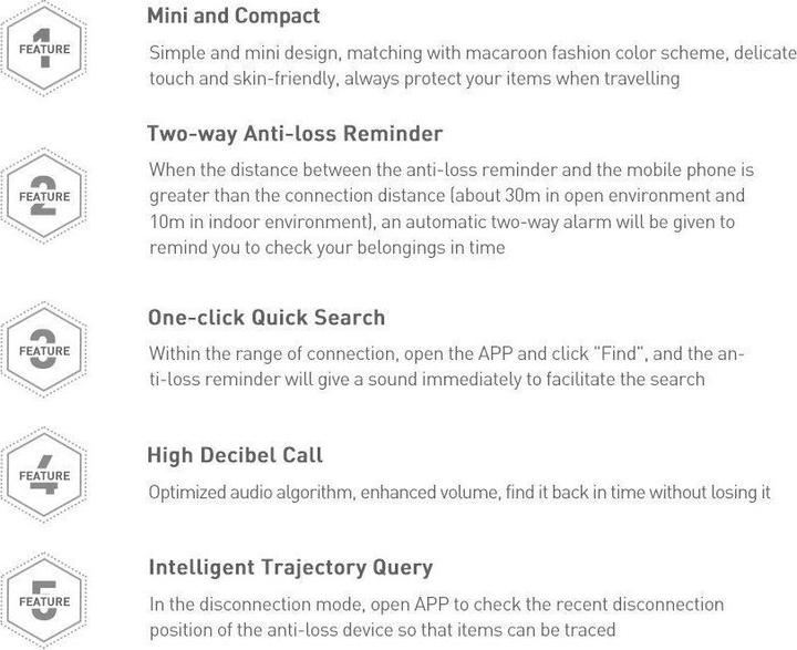 Actual product image Baseus Intelligent T2 ropetype anti-loss device White (Android, iOS)