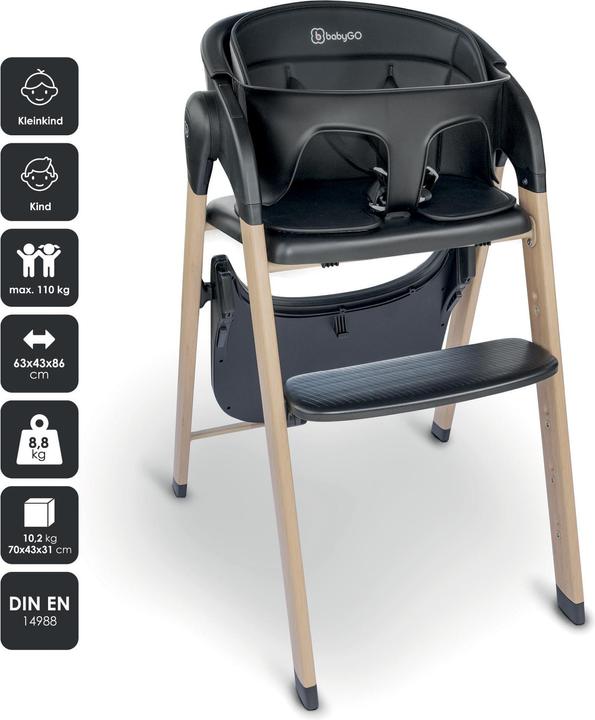 Actual product image BabyGo Levels Newborn Highchair schwarz/Holzoptik (Highchair)