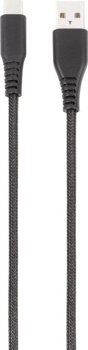 Actual product image Vivanco Longlife USB-C cable, nylon, USB-A plug <> USB-C plug, max. 18W, black, 2.50m (2.50 m, USB 2.0)