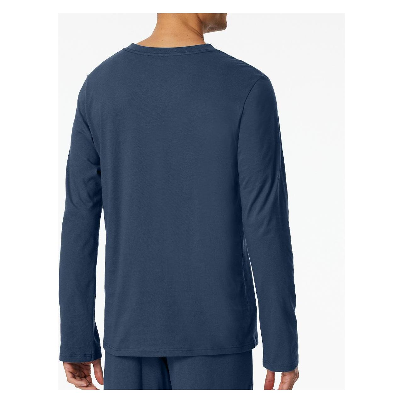 Schiesser, Herren, Pyjamas, Langarmshirt V-Ausschnitt, Blau, (58)