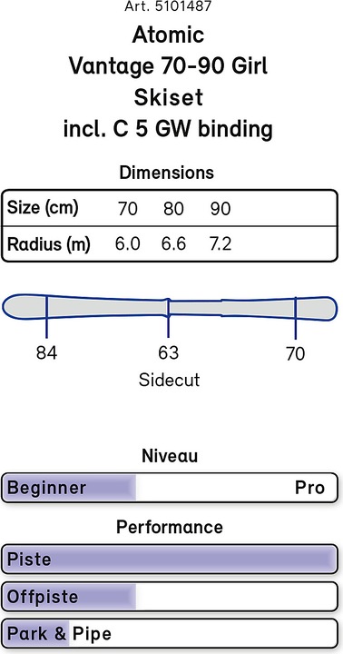 Produktbild Atomic Vantage 70-90 cm Mädchen Ski Set 19/20 (70 cm, Mit Bindung)
