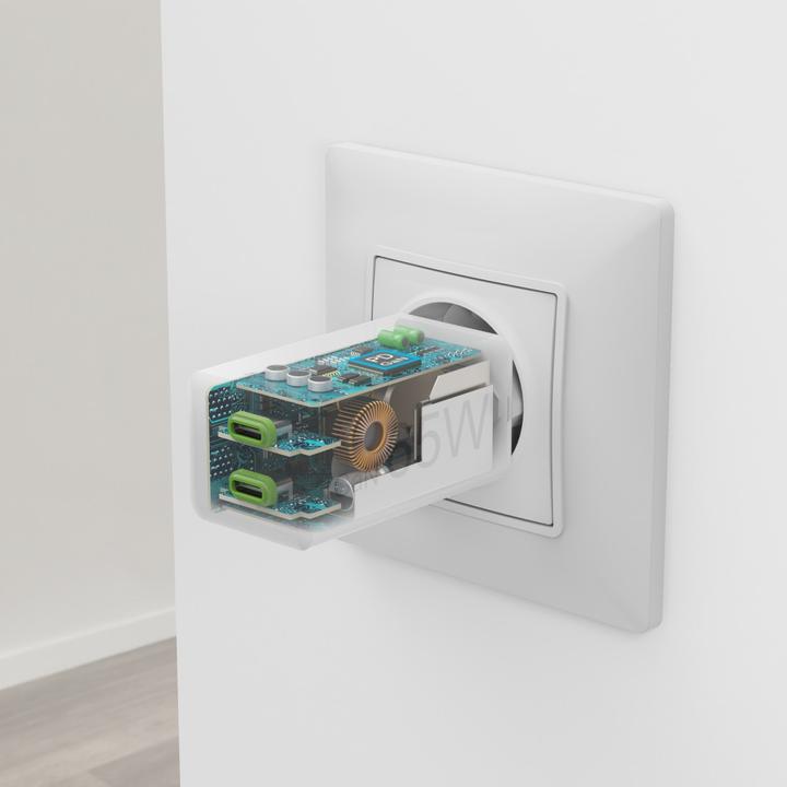 Produktbild Hama Schnellladegerät, GaN, 2x USB-C, PD/Qualcomm®, Mini-Ladegerät, 65 W, Weiss (65 W, 2 Ports)