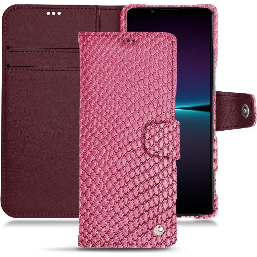 Noreve Lederschutzhülle Wallet (Sony Xperia 1 IV), Smartphone Hülle, Rosa
