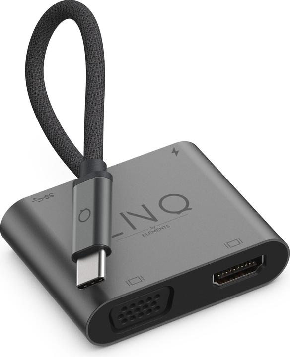 Actual product image LINQ Connects USB-C -> 1x HDMI, 1x VGA, 1x USB-C, 1x USB-A LQ48001 grey (USB-C, 3 ports)