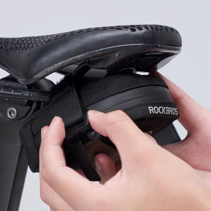 Actual product image Rockbros Mini Saddle Bag with CO2 Cartridge Holder - Black/Green (Saddle bag)