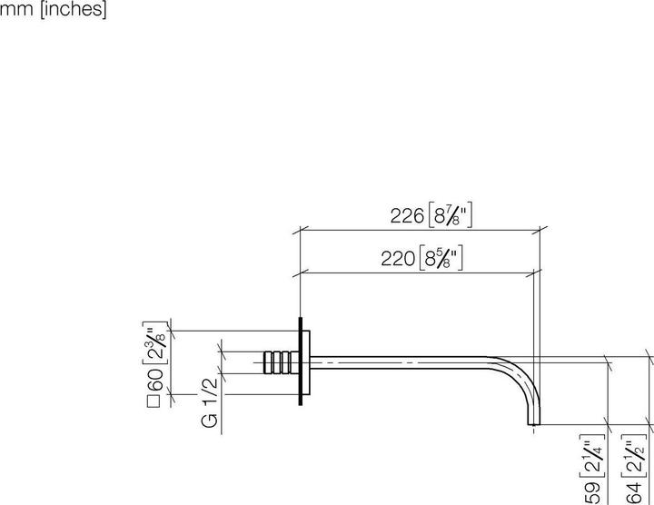 Produktbild Dornbracht MEM Wannenauslauf für Wandmontage, 1/2", Ausladung 220 mm, 13801782