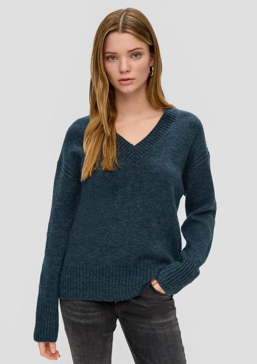 Produktbild s.Oliver Strickpullover Strickpullover mit V-Ausschnitt (S)